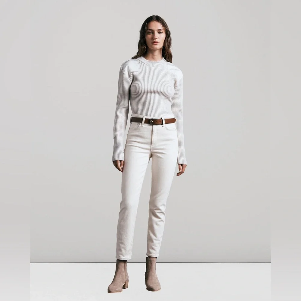 Rag & Bone Nina High-Rise Ankle Cigarette Jeans in Ecru Size 34 NWT - Picture 1 of 8